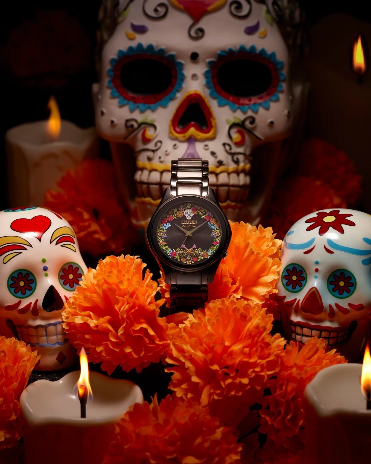 Sugar Skull Black Dial Stainless Steel Bracelet EM1175-51W | CITIZEN